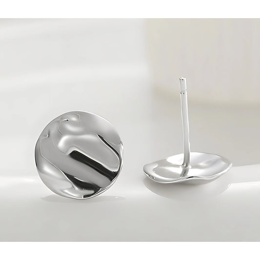 Pure 925 Hallmarked Silver Molten Stud Earrings for Her with Rhodium Plating and Anti Tarnish