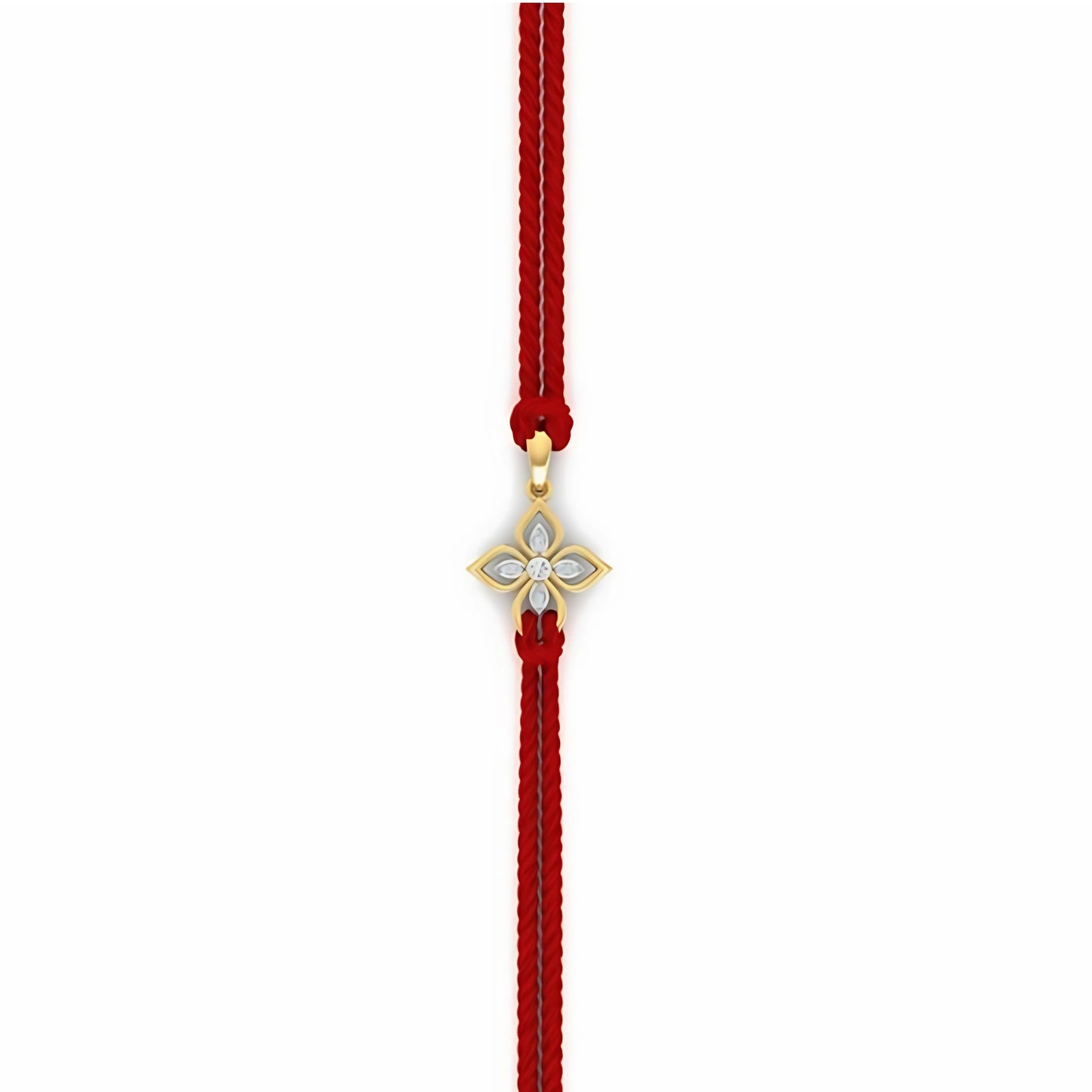 925 Hallmarked Silver Bless Flower Rakhi cum Pendant with Swarovski Diamonds and 22K premium gold plating