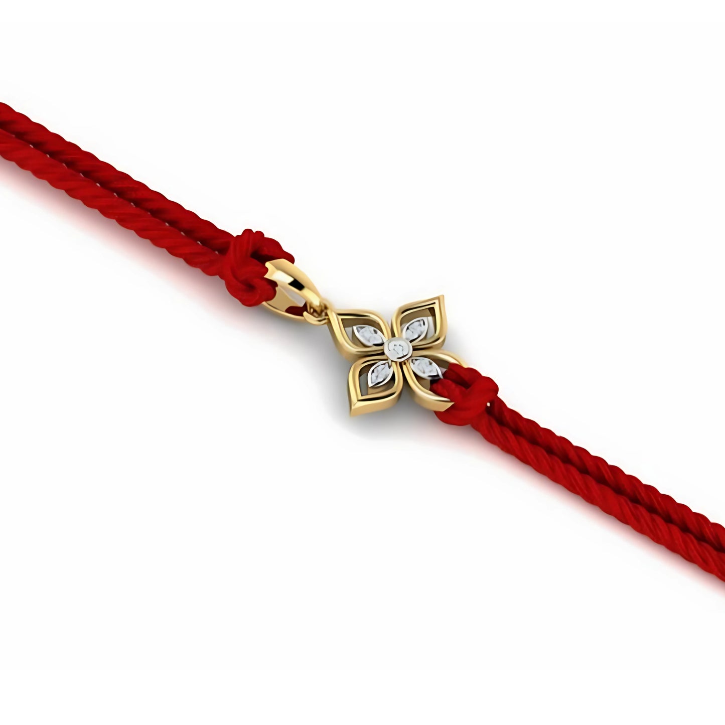 925 Hallmarked Silver Bless Flower Rakhi cum Pendant with Swarovski Diamonds and 22K premium gold plating