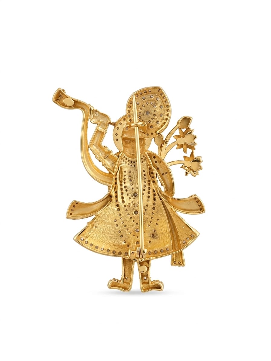 925 Pure Hallmarked Silver Shrinath ji Brooch with 22K Gold Plating and Anti Tarnish for men
