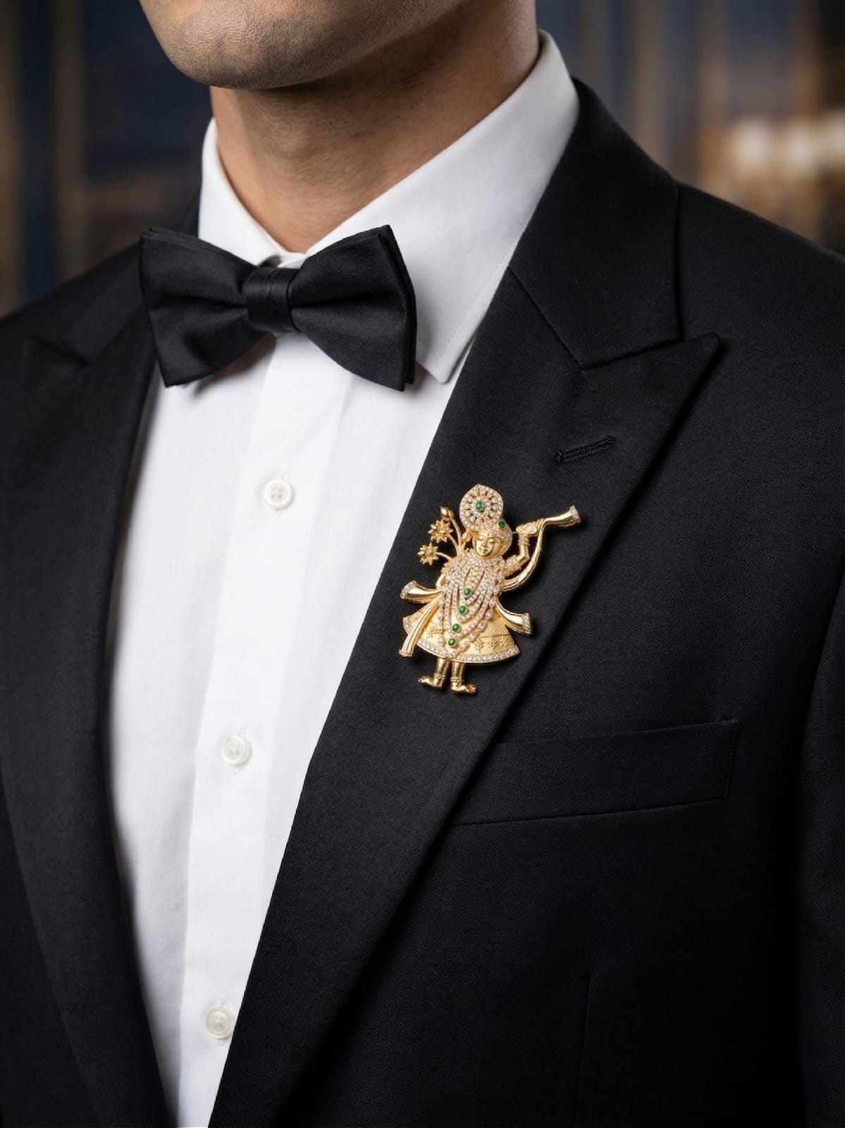 925 Pure Hallmarked Silver Shrinath ji Brooch with 22K Gold Plating and Anti Tarnish for men