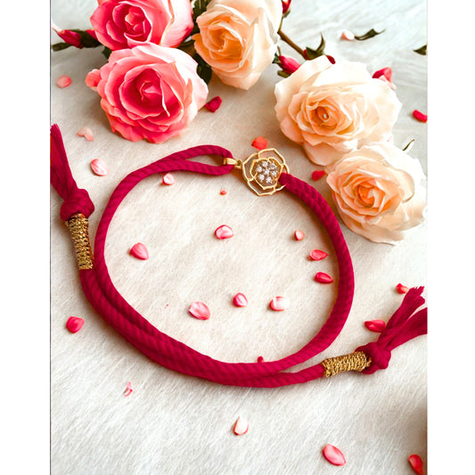 925 Hallmarked Silver Lotus Rakhi cum Pendant with Swarovski Diamonds and 22K premium gold plating