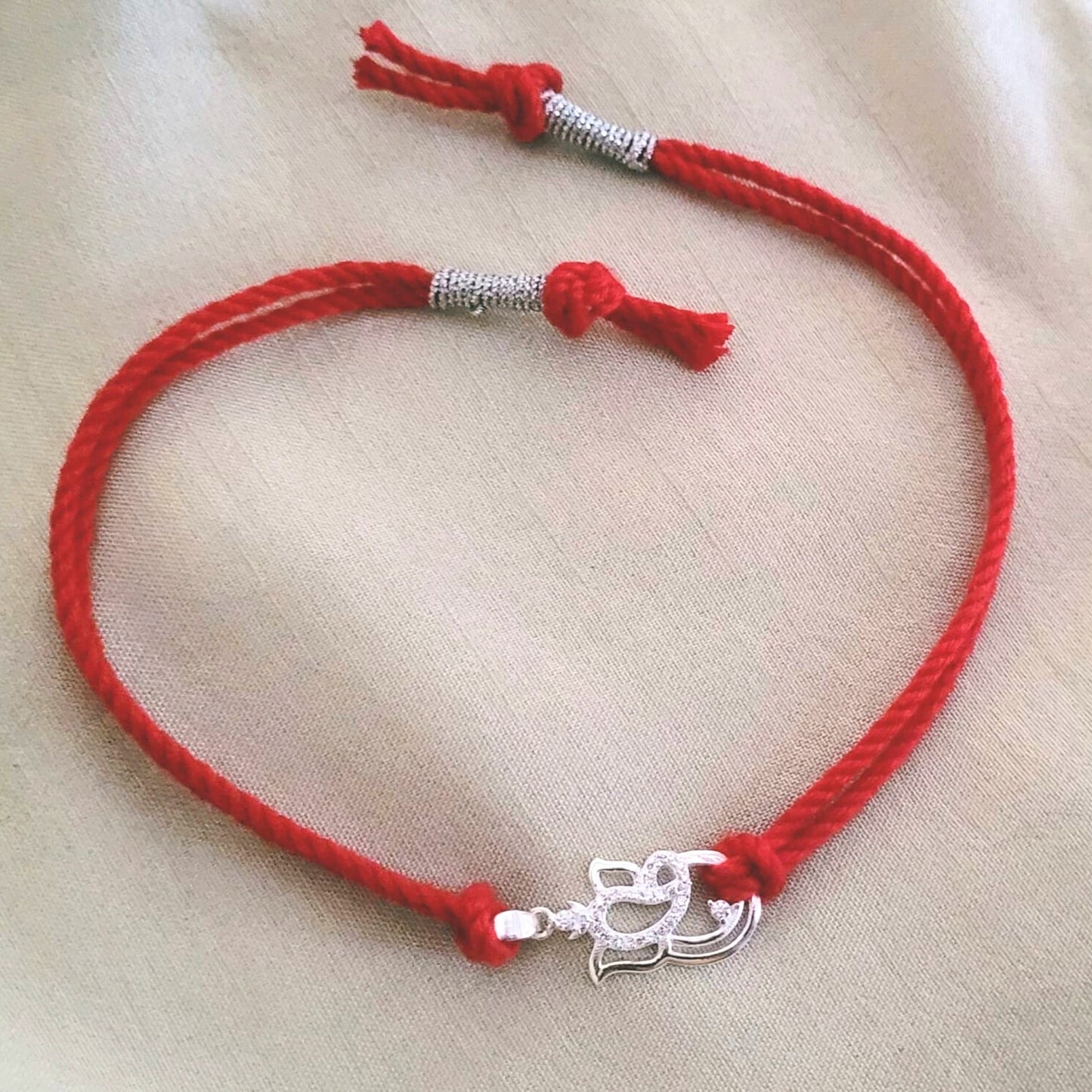 925 Silver Ganesh Rakhi cum Pendant with Swarovski Diamonds, Rhodium Plated with Anti Tarnish