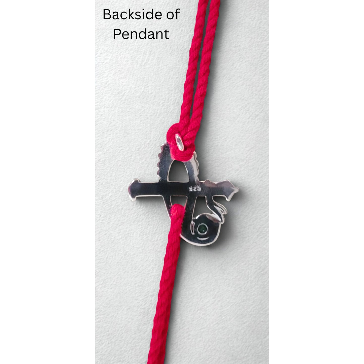 925 Silver Hallmarked Shree Murli Rakhi cum Pendant with Swarovski Diamonds and Inspired Emerald