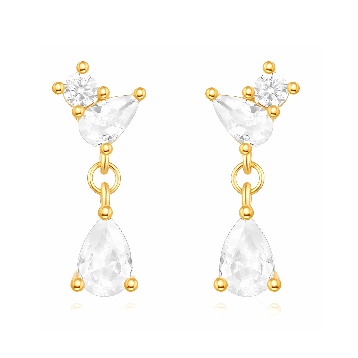 925 Hallmarked Silver 22K Thick Gold Plating Dewdrop Earrings, Gift for women & girls