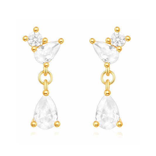 925 Hallmarked Silver 22K Thick Gold Plating Dewdrop Earrings, Gift for women & girls