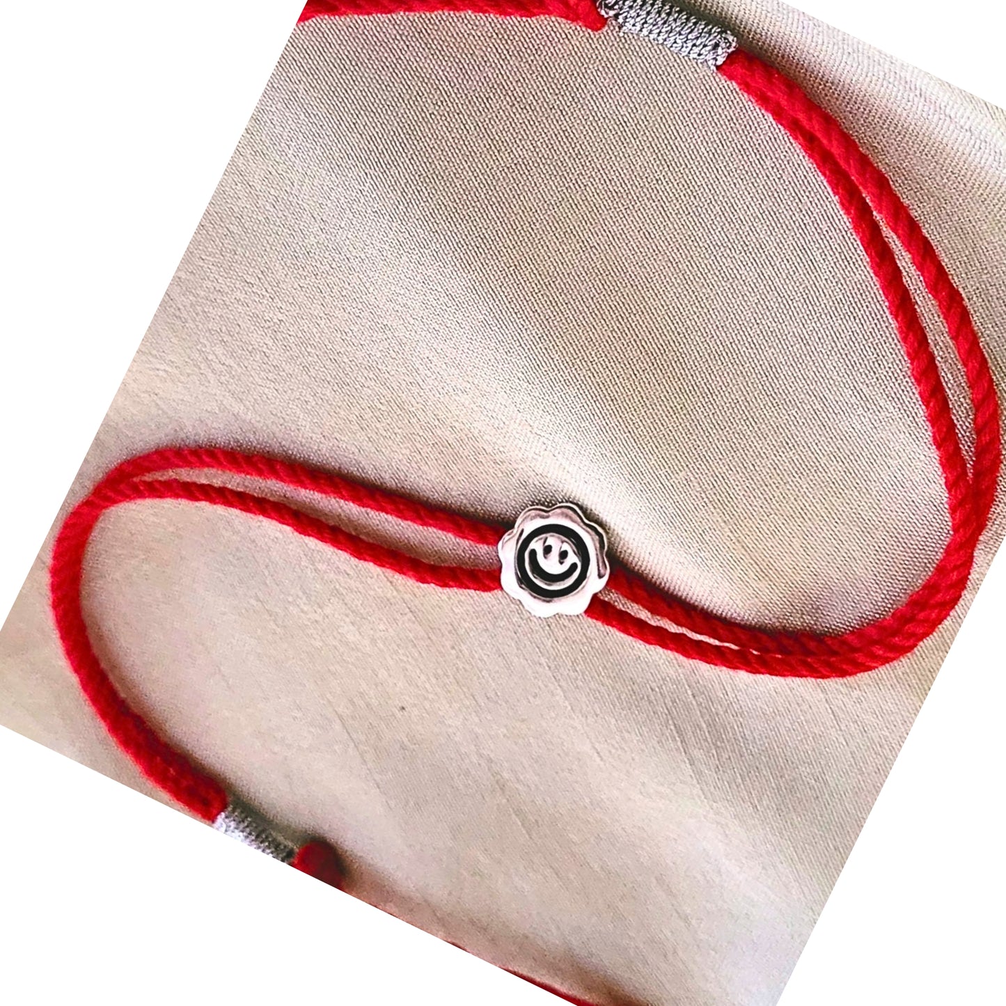 925 Silver Hallmarked Happy go Lucky Smile Rakhi with Black Enamel, Anti Tarnish & Rhodium Plating