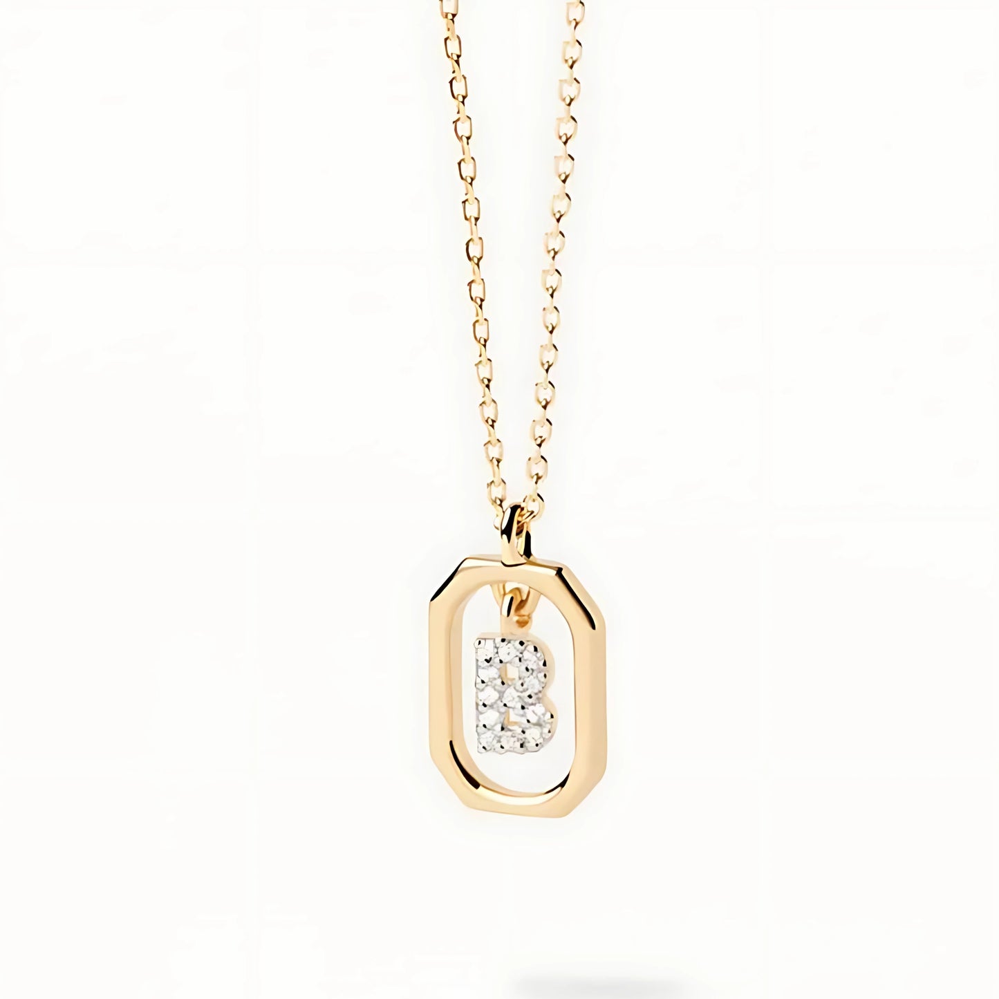 925 Silver Initial Alphabet Chain Necklace with 22K Gold Plating - Hallmarked/Certified