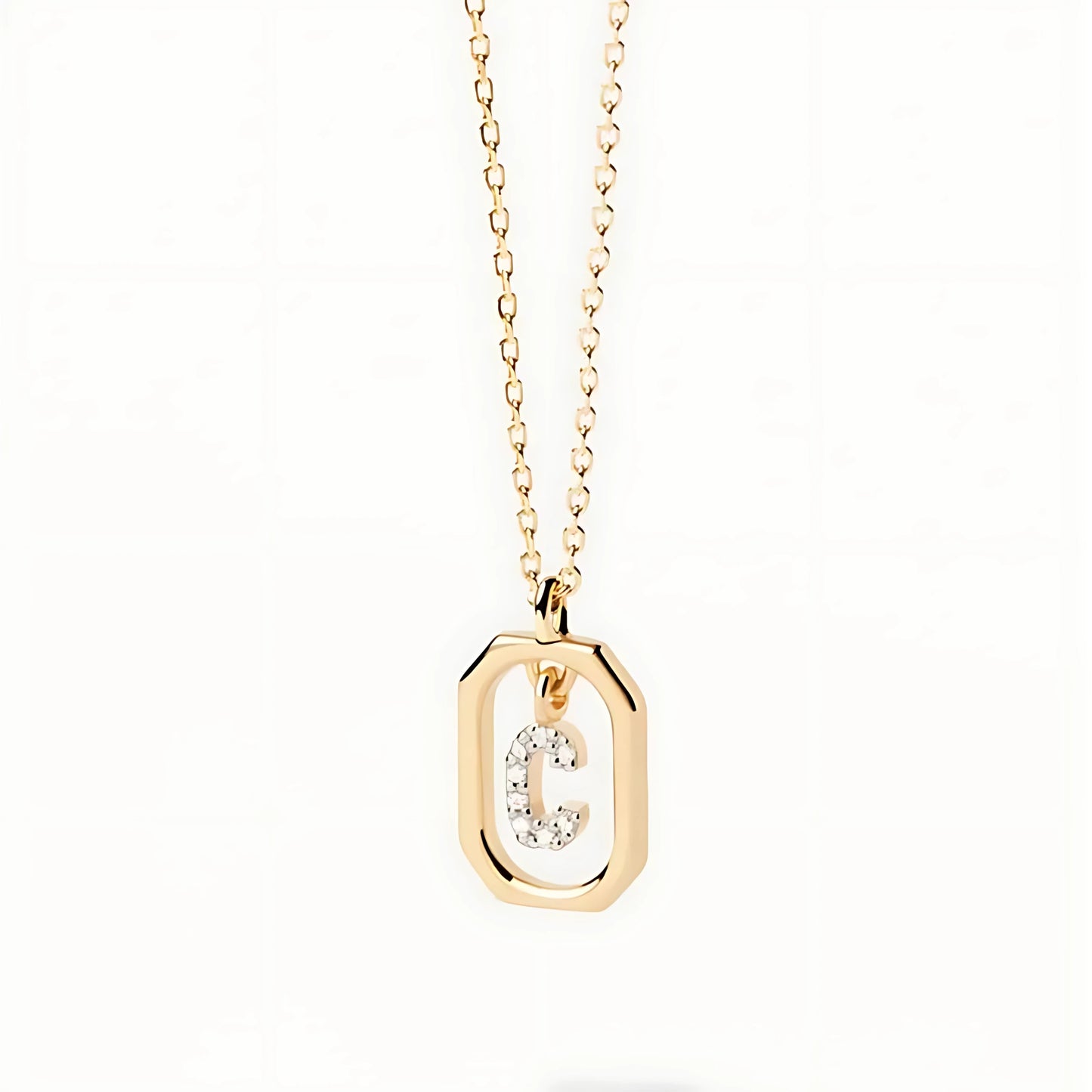 925 Silver Initial Alphabet Chain Necklace with 22K Gold Plating - Hallmarked/Certified