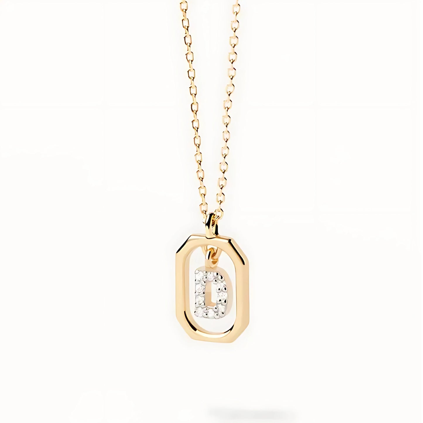 925 Silver Initial Alphabet Chain Necklace with 22K Gold Plating - Hallmarked/Certified