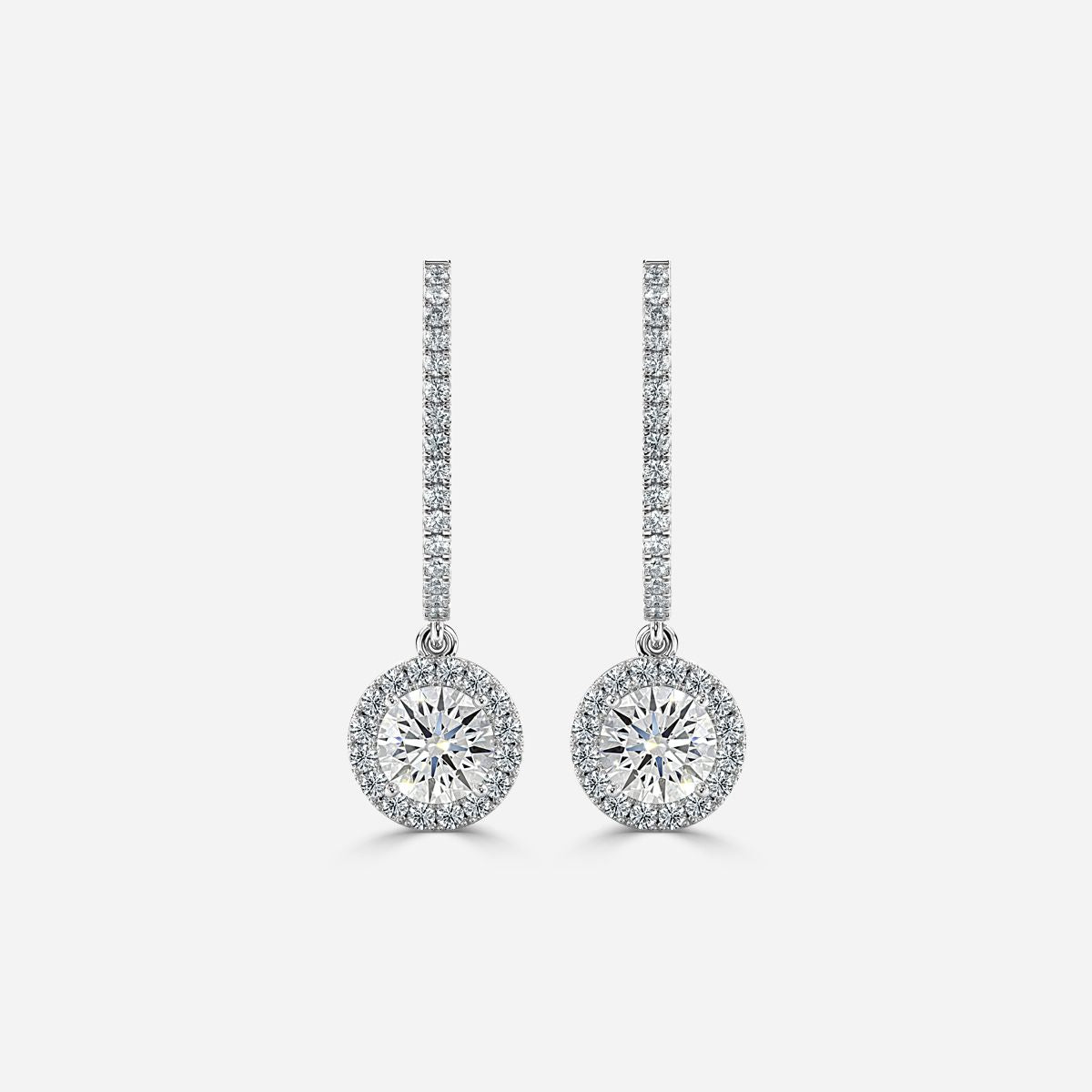 Pure 925 Hallmarked Silver Solitaire Drop Earrings, Rhodium Plated + Anti Tarnish