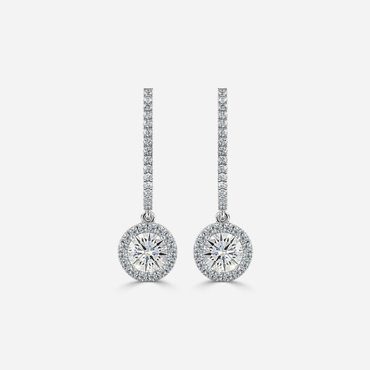 Pure 925 Hallmarked Silver Solitaire Drop Earrings, Rhodium Plated + Anti Tarnish