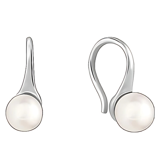 Pure 925 Hallmarked Silver Freshwater Pearl Drop Earrings