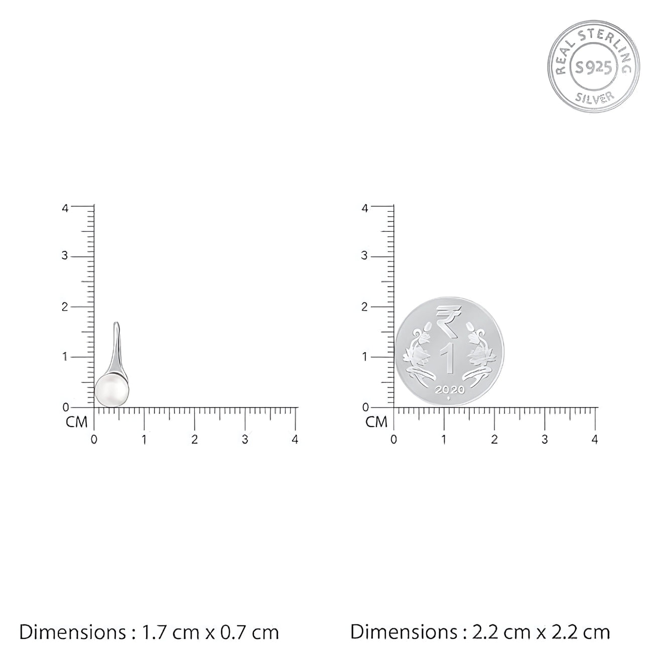 Pure 925 Hallmarked Silver Freshwater Pearl Drop Earrings