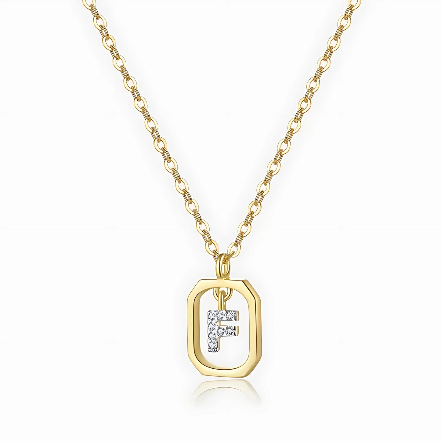 925 Silver Initial Alphabet Chain Necklace with 22K Gold Plating - Hallmarked/Certified