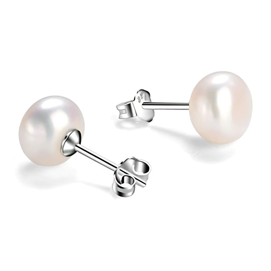 Pure 925 Hallmarked Silver Freshwater Pearl Stud Earrings