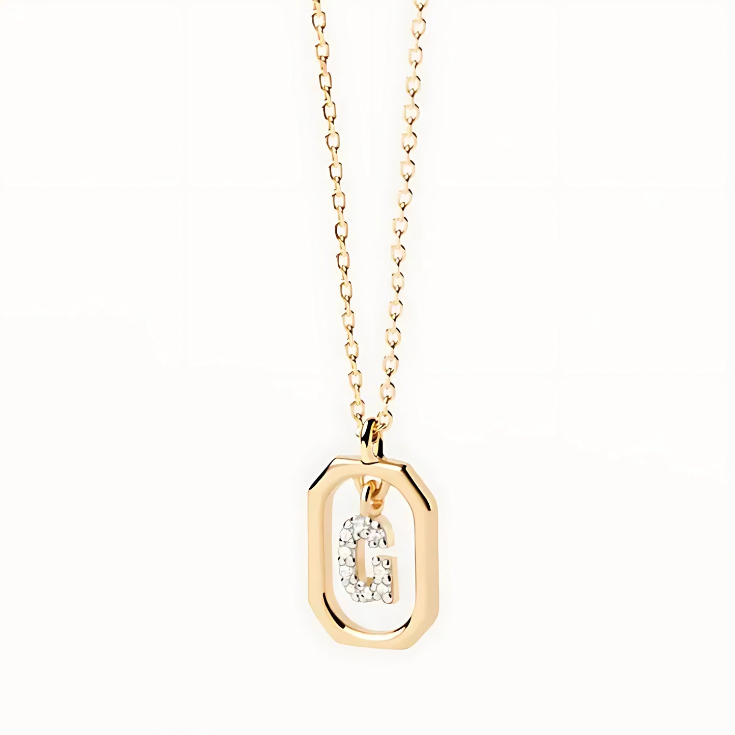 925 Silver Initial Alphabet Chain Necklace with 22K Gold Plating - Hallmarked/Certified