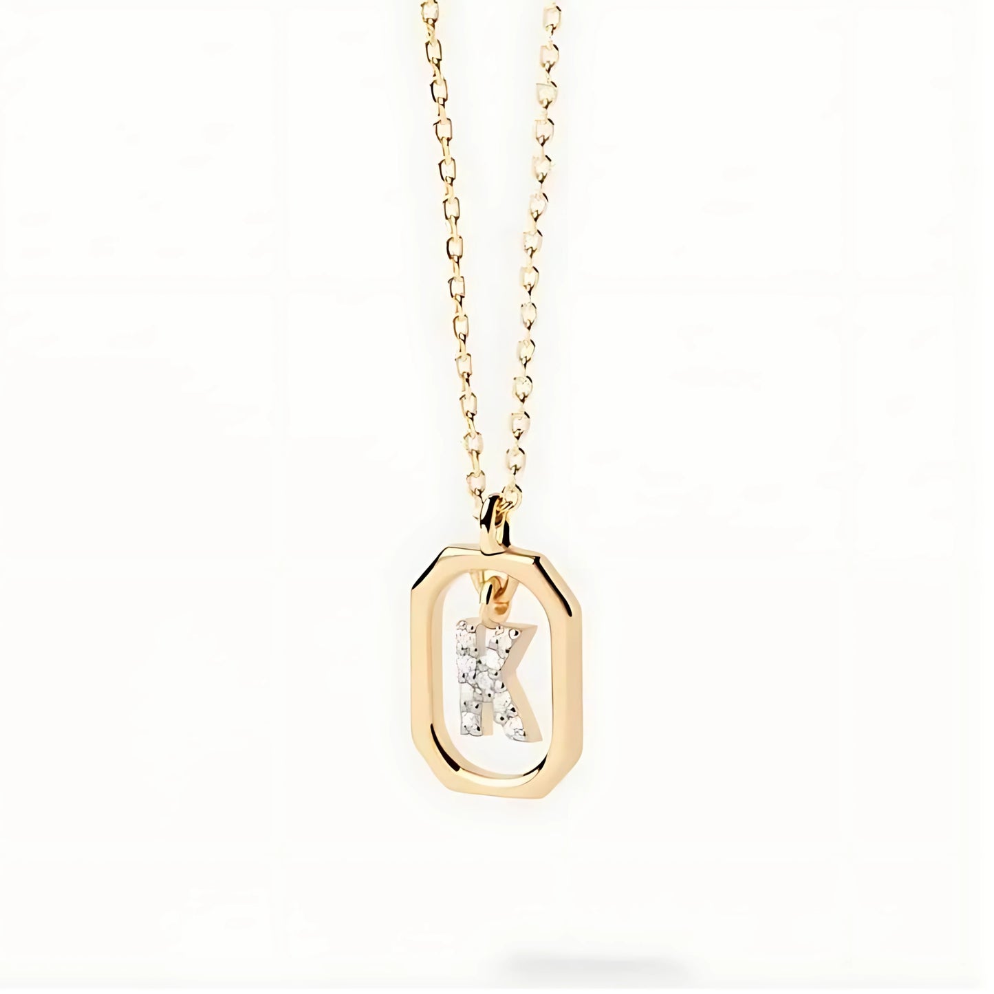 925 Silver Initial Alphabet Chain Necklace with 22K Gold Plating - Hallmarked/Certified