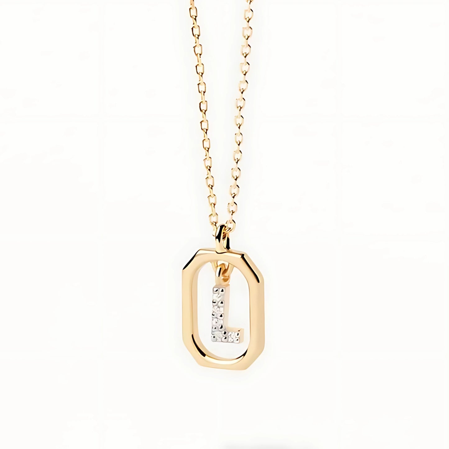 925 Silver Initial Alphabet Chain Necklace with 22K Gold Plating - Hallmarked/Certified