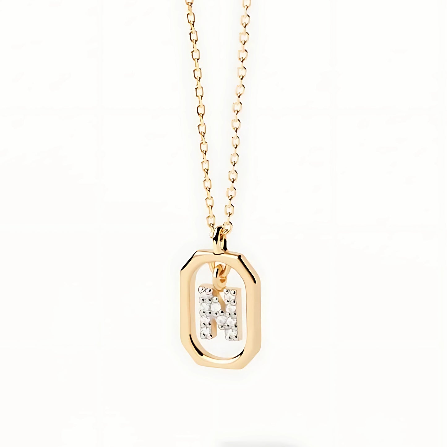 925 Silver Initial Alphabet Chain Necklace with 22K Gold Plating - Hallmarked/Certified