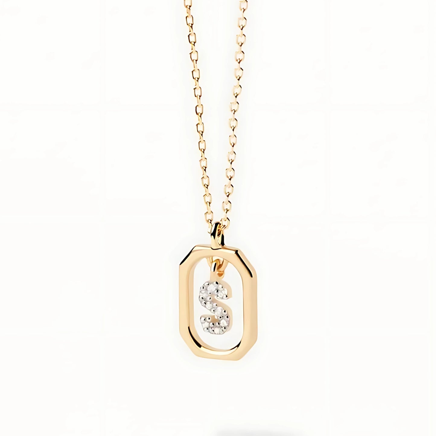 925 Silver Initial Alphabet Chain Necklace with 22K Gold Plating - Hallmarked/Certified