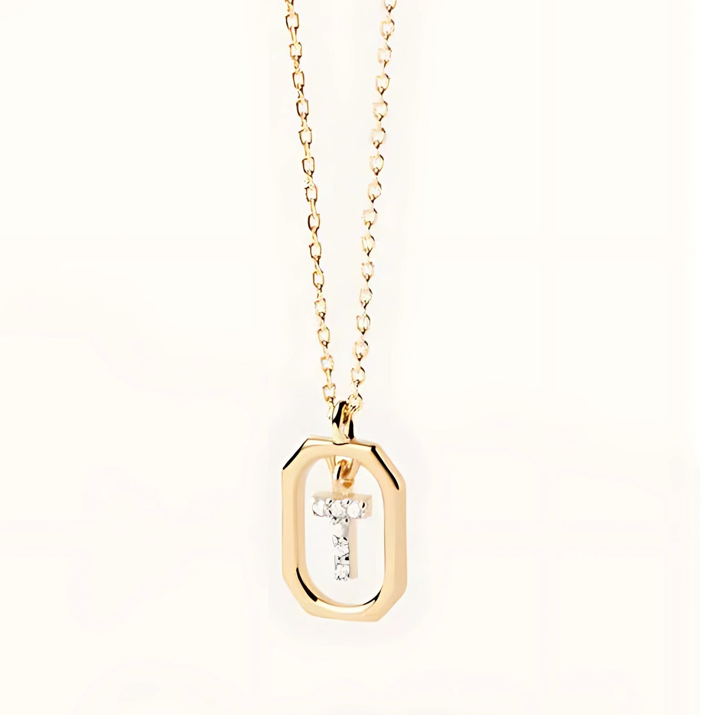 925 Silver Initial Alphabet Chain Necklace with 22K Gold Plating - Hallmarked/Certified
