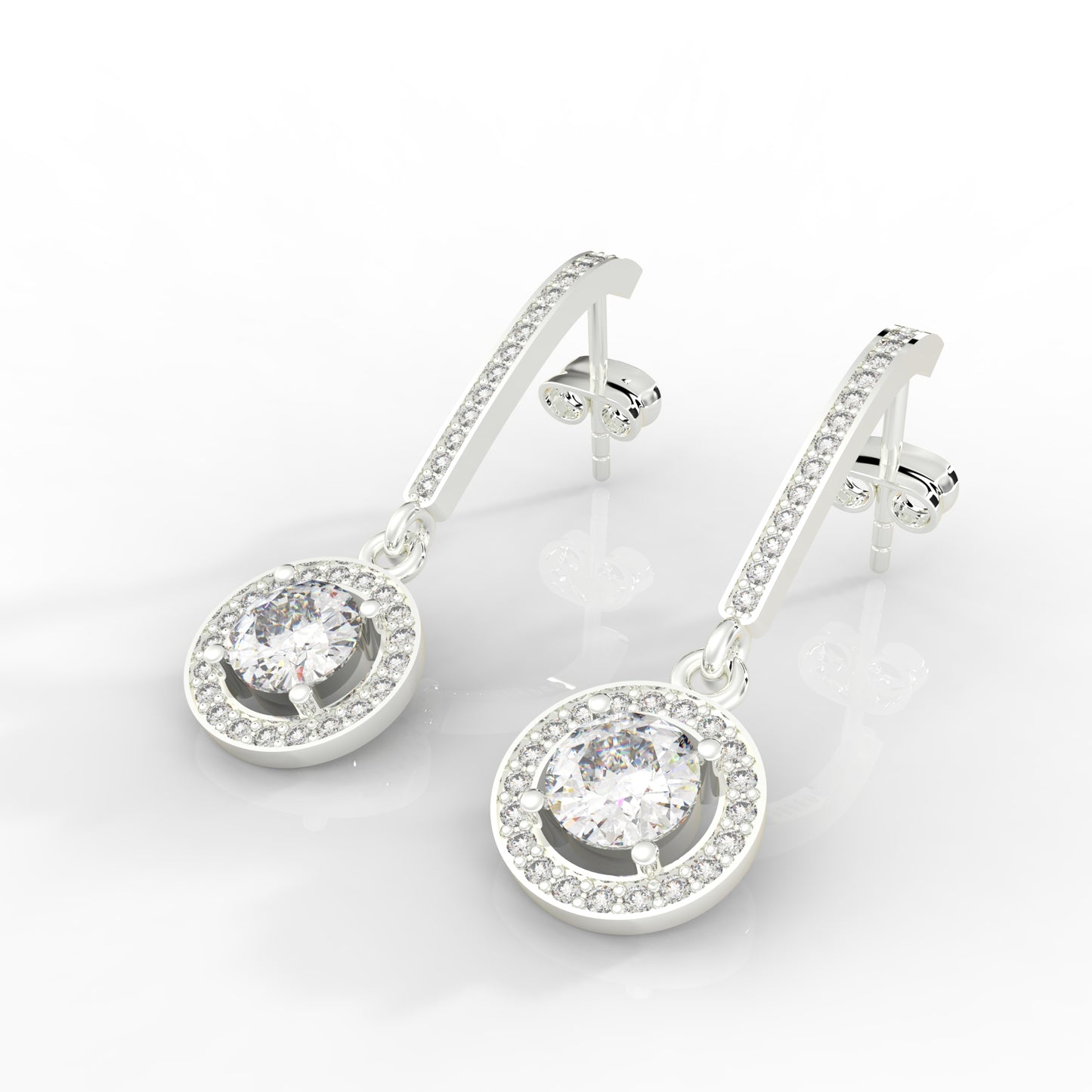 Pure 925 Hallmarked Silver Solitaire Drop Earrings, Rhodium Plated + Anti Tarnish