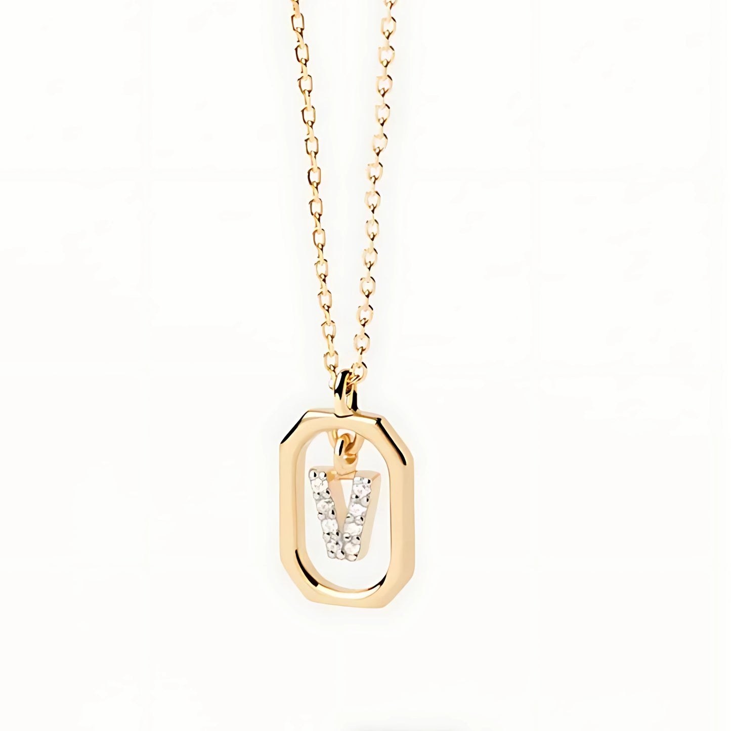 925 Silver Initial Alphabet Chain Necklace with 22K Gold Plating - Hallmarked/Certified