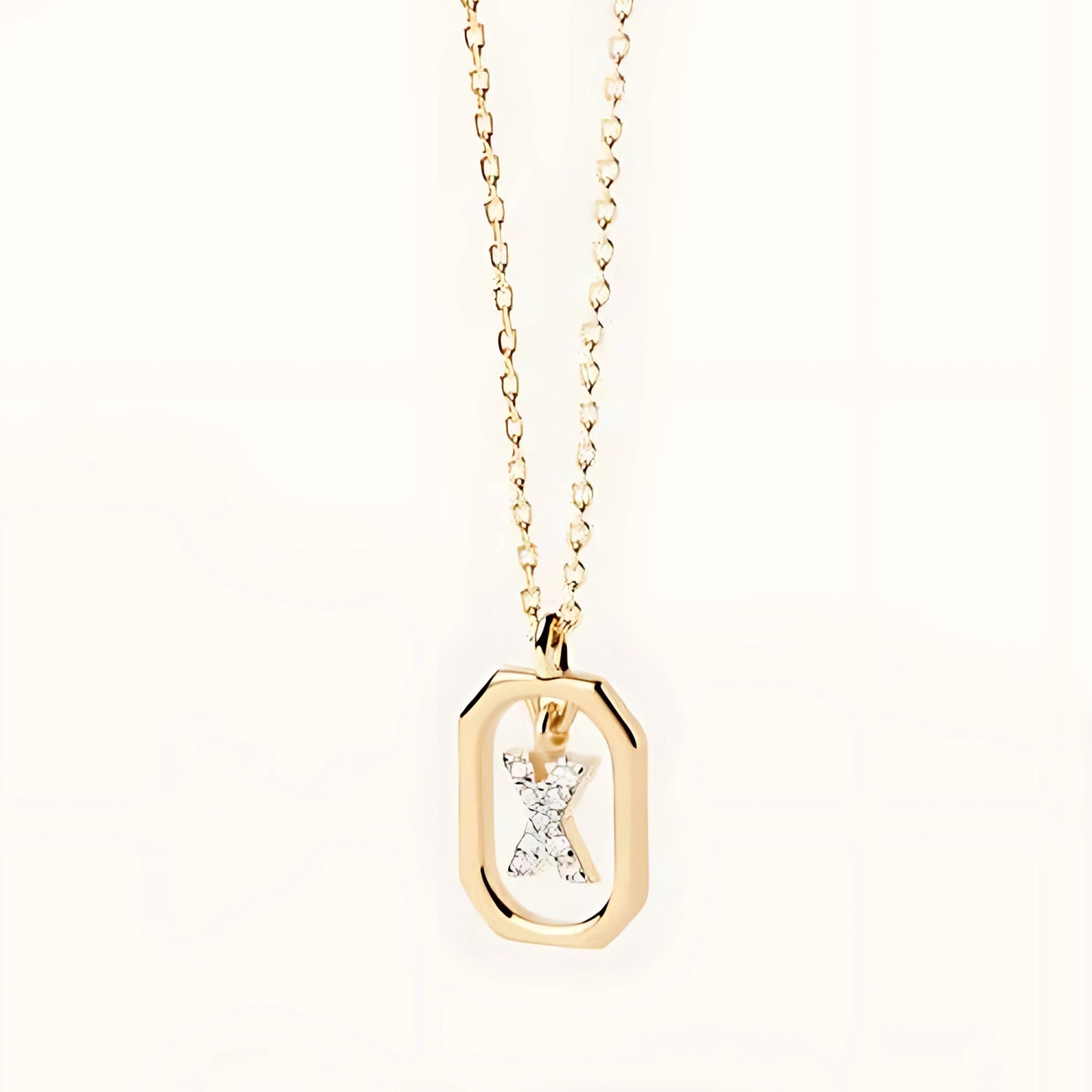 925 Silver Initial Alphabet Chain Necklace with 22K Gold Plating - Hallmarked/Certified