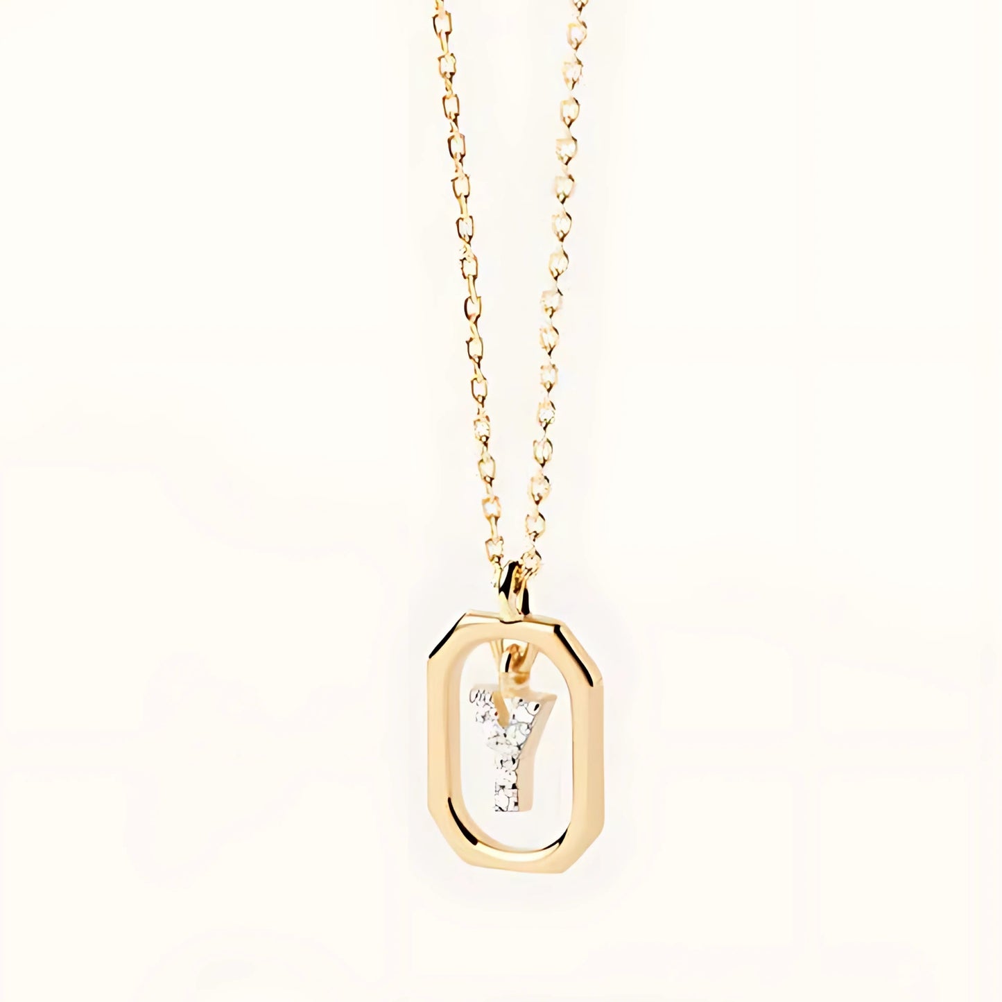 925 Silver Initial Alphabet Chain Necklace with 22K Gold Plating - Hallmarked/Certified