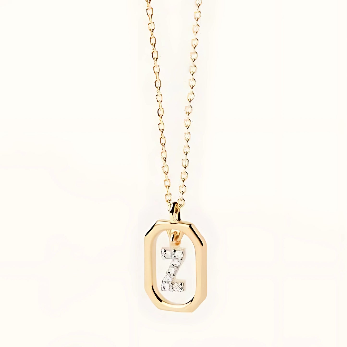 925 Silver Initial Alphabet Chain Necklace with 22K Gold Plating - Hallmarked/Certified